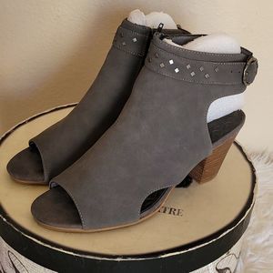 Gray Ankle Booties with Cutout Design